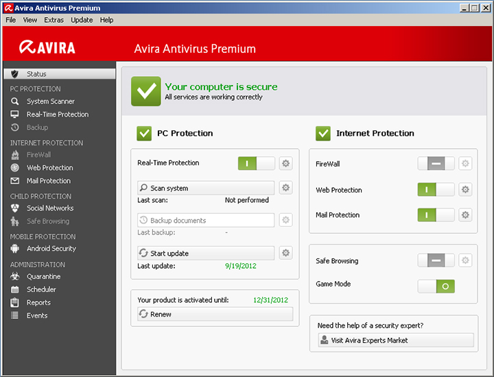 Avira Antivirus Premium 2013 13.0.0.278