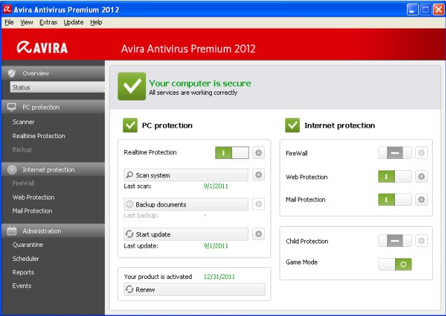 Avira Antivirus Premium 2012 screenshot