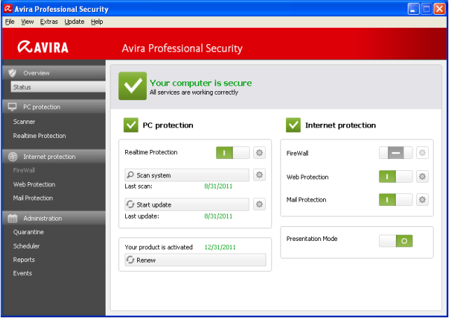 Click to view Avira Professional Security 2013 13.0.0.2890 screenshot