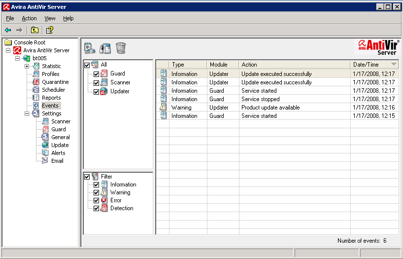 Screenshot of Avira AntiVir Windows Server Avira AntiVir Windows Server screenshot