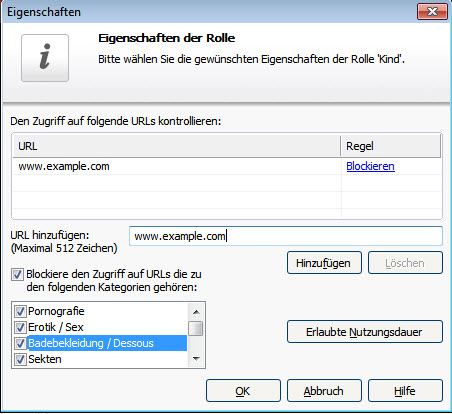 Kinder Schutz - Eigenschaften der Rolle