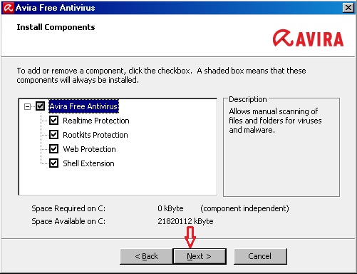Avira Free Antivirus - Install Components - Web Protection