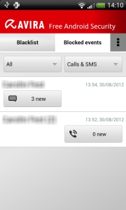 Avira Free Android Security - Eventos bloqueados - Detalles