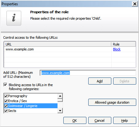 Parental Control - role properties