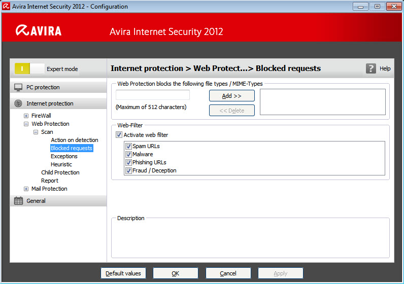 Web Protection - Scan - Blocked requests