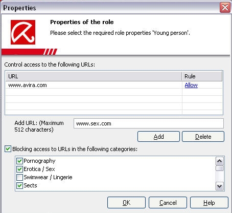Parental control - role configuration