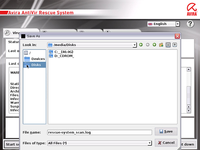 AntiVir Rescue System - virus scanner 2