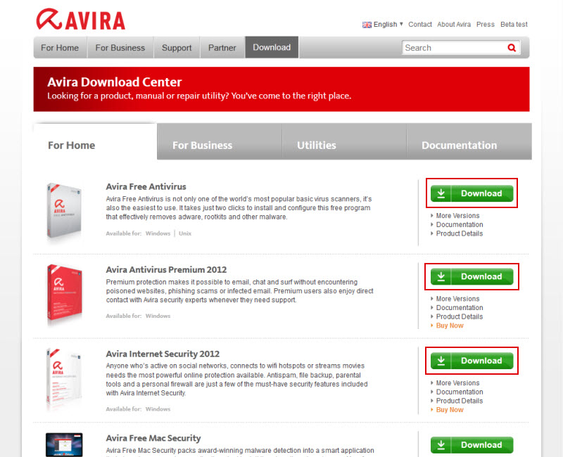 Avira Download Center