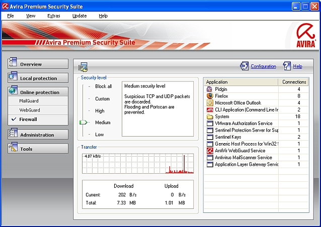 Avira Security Suite - Firewall settings