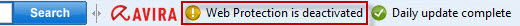 Avira Toolbar - Web Protection is deactivated