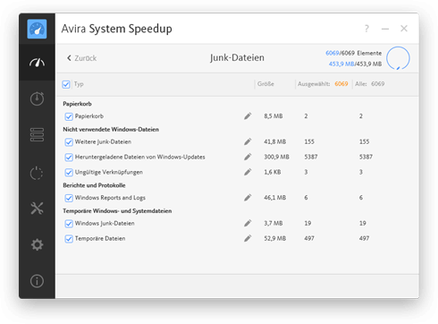 Avira System Speedup - Junk Files Screenshot