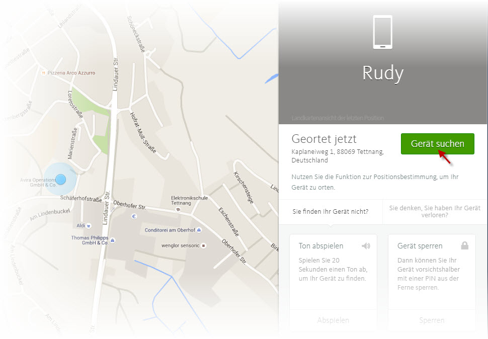 Anleitung: Handy mit MyAvira orten