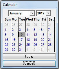 calendar dialog box