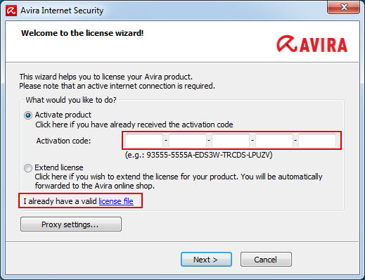 activation code avira 2012