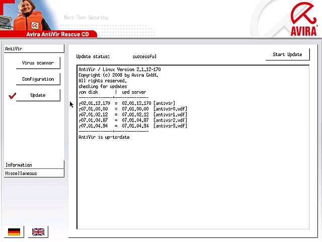 Avira AntiVir Rescue CD - update