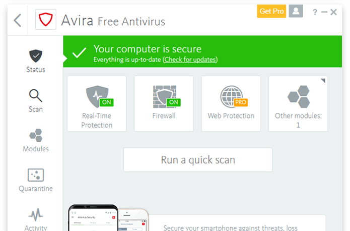 Risultati immagini per Avira Free Antivirus 2018