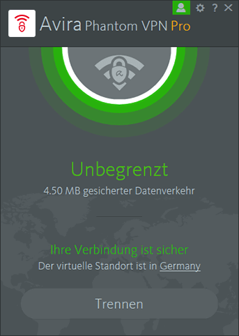 Avira Phantom VPN Windows Screenshot