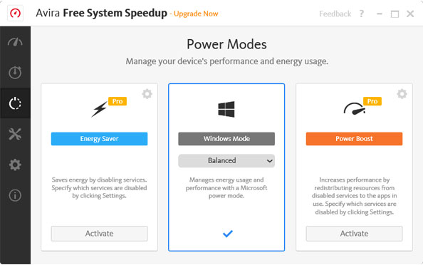 Avira System Speedup - Power Mode Screenshot